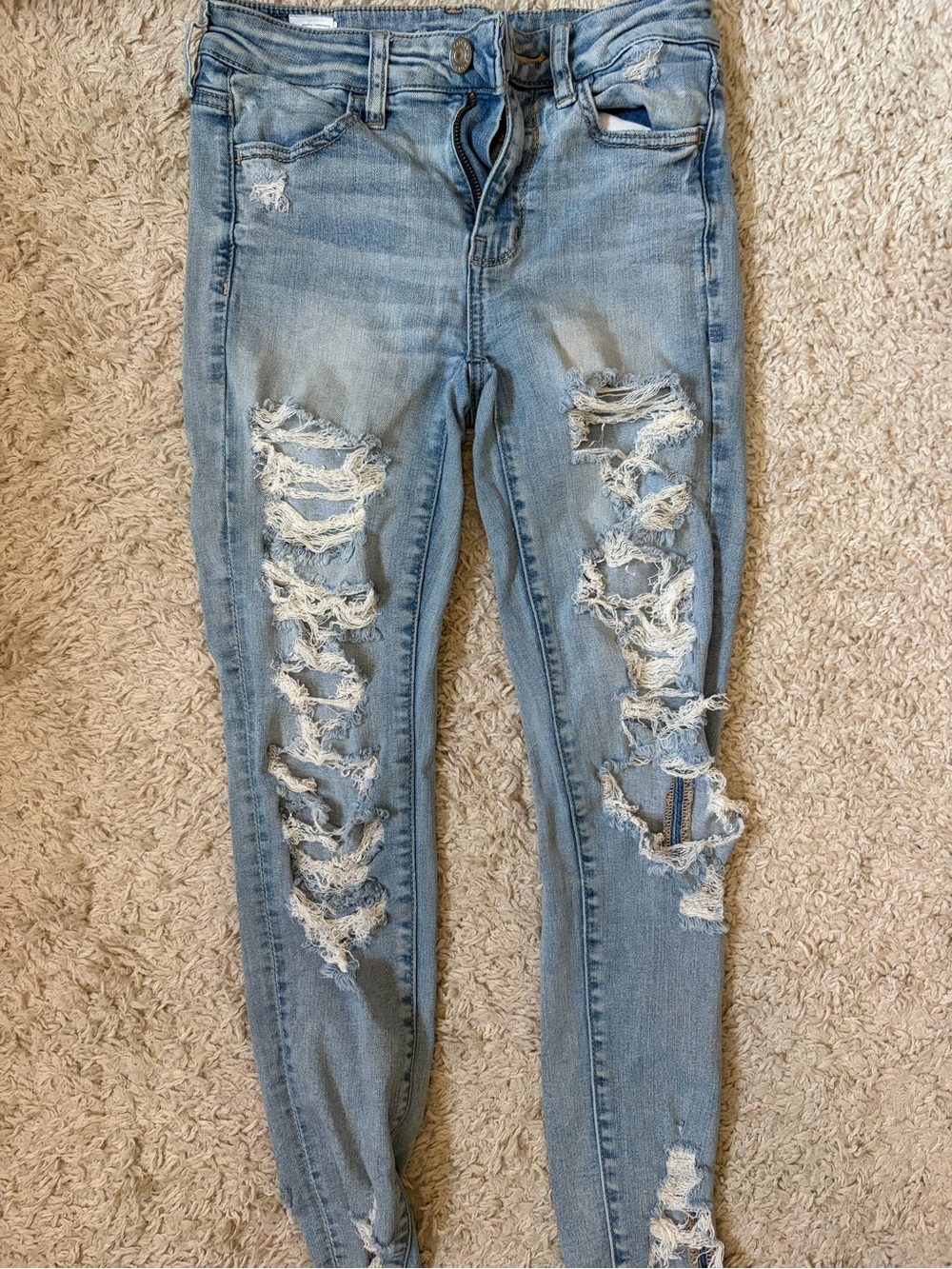 Light Blue Distressed Women's Skinny Jeans